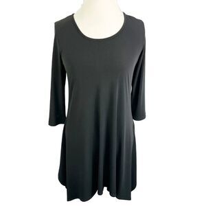 Clara Sun Woo Black Tunic Top Hanky Hem A-Line Swing Lagenlook size S